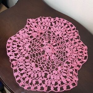 Handmade pink delicate crochet doily​​​​​